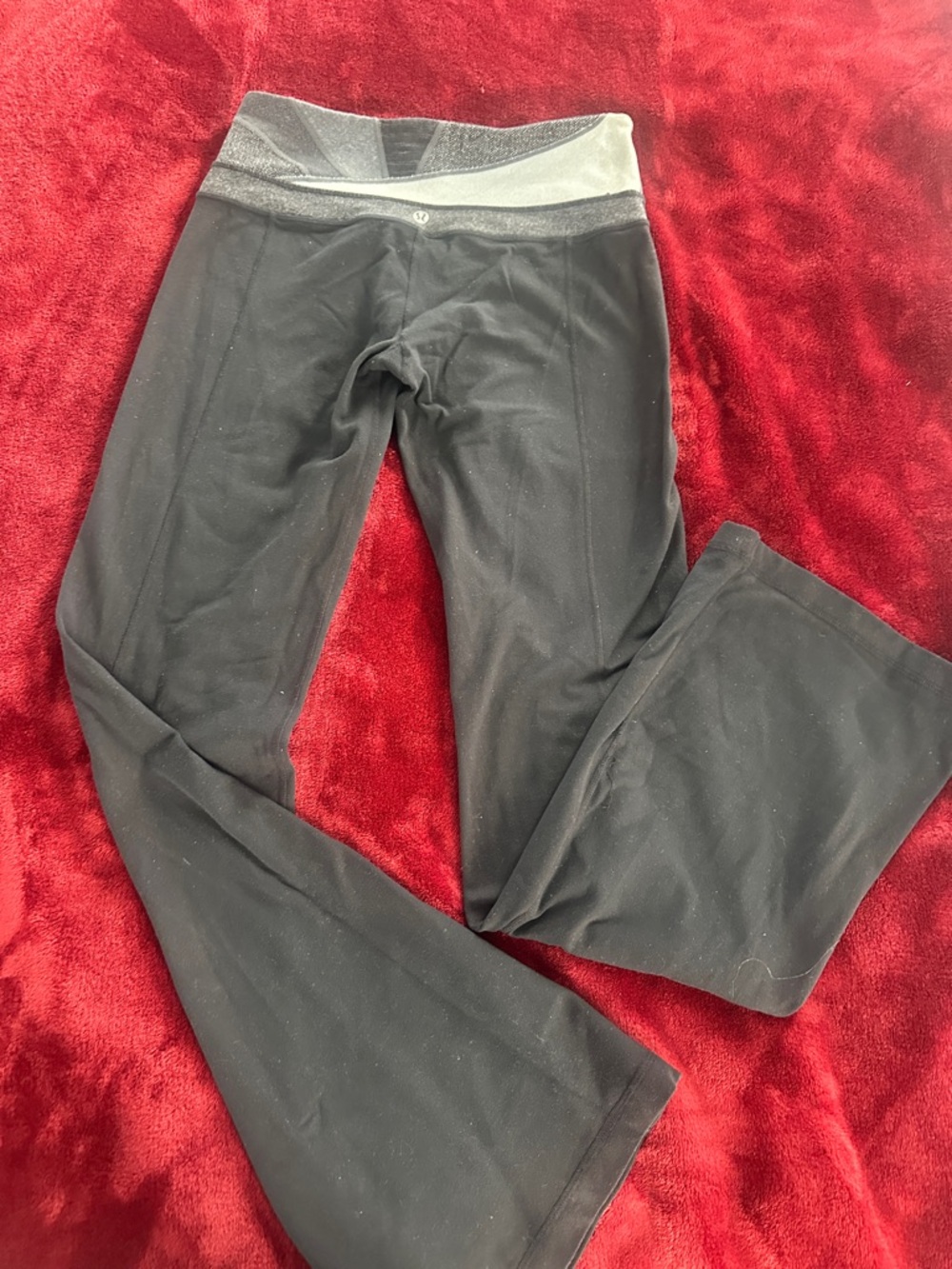lululemon athletica reversible Black Leggings with Gray Waistband wide leg 6